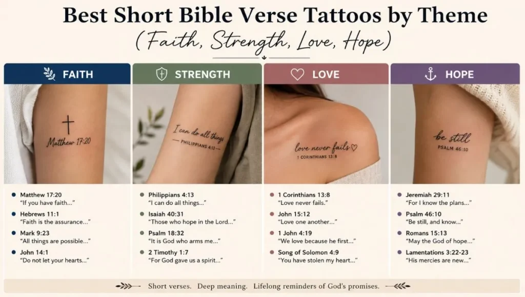 Best Short Bible Verse Tattoos by Theme (Faith, Strength, Love, Hope)